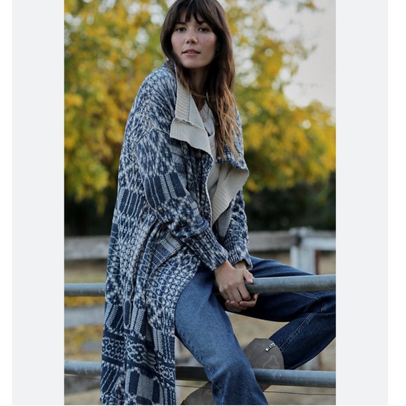 Anthropologie Sweaters - Tiny by Anthropologie Taylor Sweater Coat Slouchy Blue Cardigan Shacket Sz S